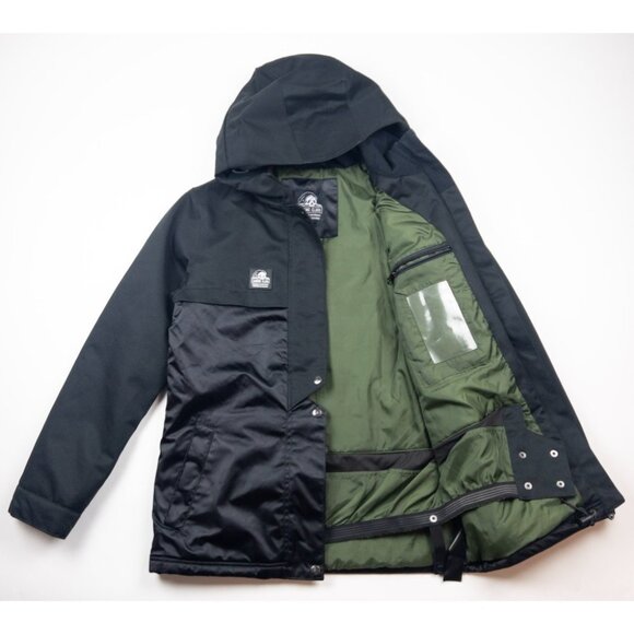 Lurking Class Snowboard Skull Jacket Men's Small Black Green Full Zip Hooded Ski - Picture 2 of 16